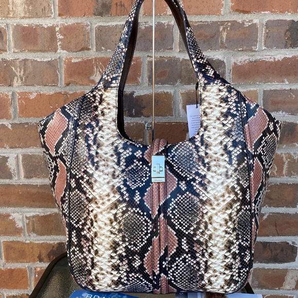 NWT Brahmin Carla Tea Rose Evita Snakeskin Python - Picture 4 of 9